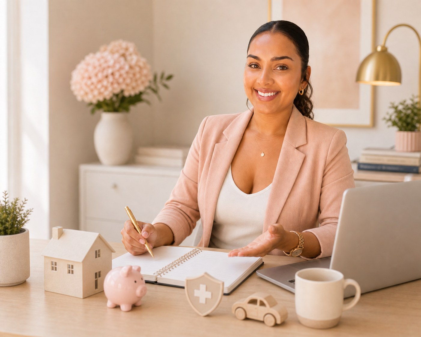 Vidya planning an emergency fund at a desk